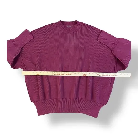 Free People Easy Street Ribbed‎ Knit Mock Neck Sweater Pomegranate Size XS Boho - Picture 3 of 7